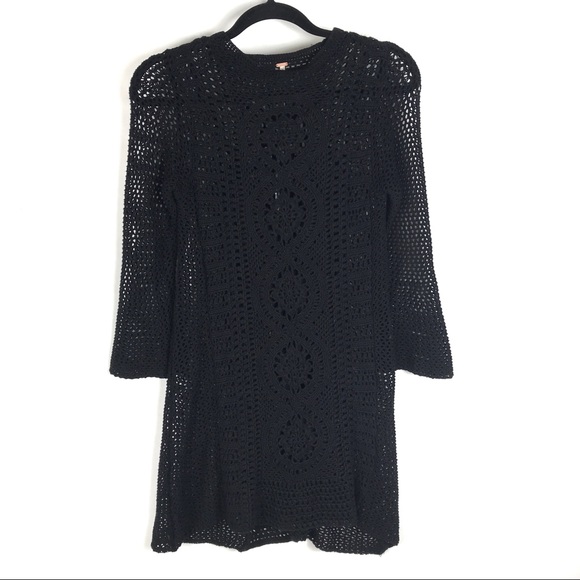**SOLD**Free People XS Rosalind Swit Black Crochet Dress - Picture 2 of 8